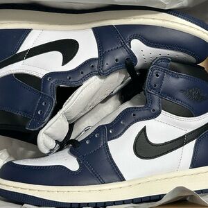 Nike Jordan 1 Retro High OG Navy Blue and White High-Top Sneakers NIB 6.5M/ 8W
